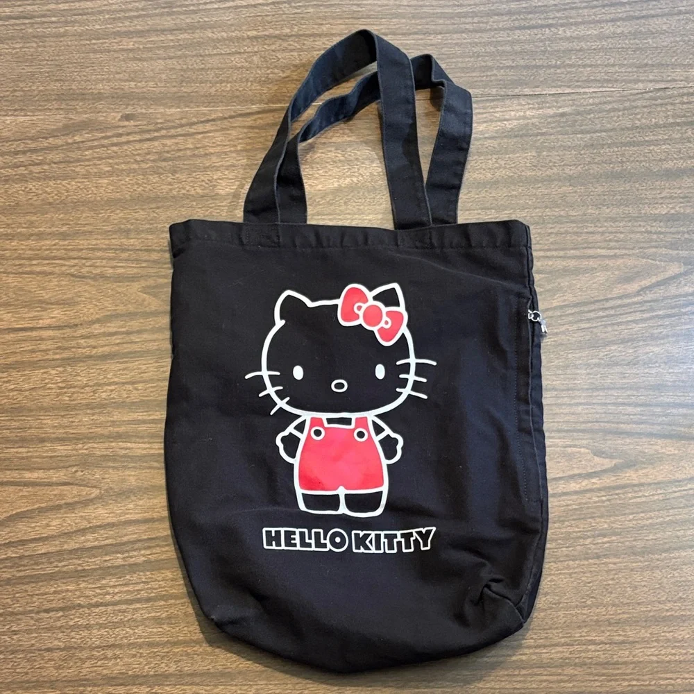 Hello Kitty X Sanrio Vintage 2009 Black Canvas Shoulder Tote Bag